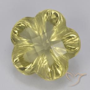 Cuarzo Amarillo claro natural de 3.23 ct, Corte Flor, Transparente