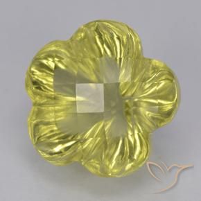 Cuarzo Amarillo medio natural de 4.26 ct, Corte Flor, Transparente