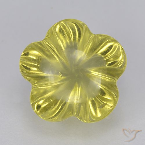 Cuarzo Amarillo piña natural de 2.59 ct, Corte Flor, Transparente