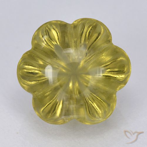 2.50ct Natural Amarillo claro medio Cuarzo, Corte Flor, Transparente