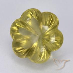 Cuarzo Amarillo claro medio natural de 2.50 ct, Corte Flor, Transparente