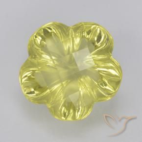 Cuarzo Amarillo medio natural de 3.16 ct, Corte Flor, Transparente