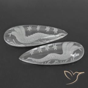 Gemas de Cuarzo Blanco claro natural de 37.02 ct, En forma de pera, Transparente