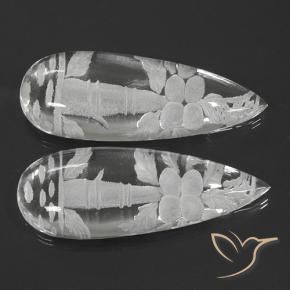 Gemas de Cuarzo Blanco claro natural de 125.34 ct, En forma de pera, Transparente
