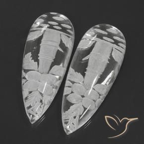 Gemas de Cuarzo Blanco claro natural de 125.34 ct, En forma de pera, Transparente