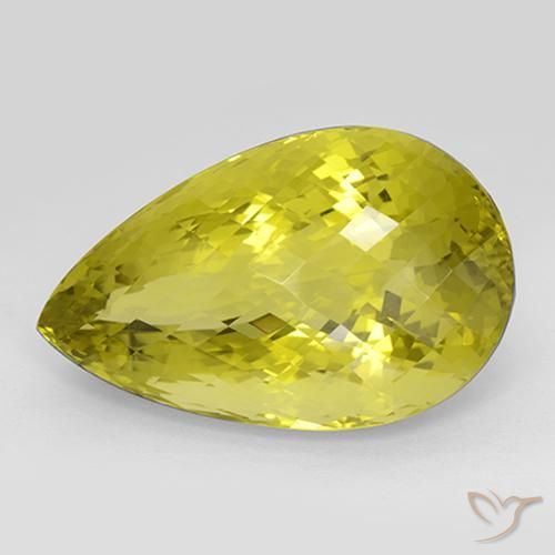 Cuarzo Amarillo medio natural de 119.64 ct, En forma de pera, IF