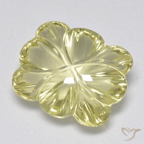 Cuarzo Amarillo verdoso claro natural de 6.87 ct, Corte Flor, Transparente
