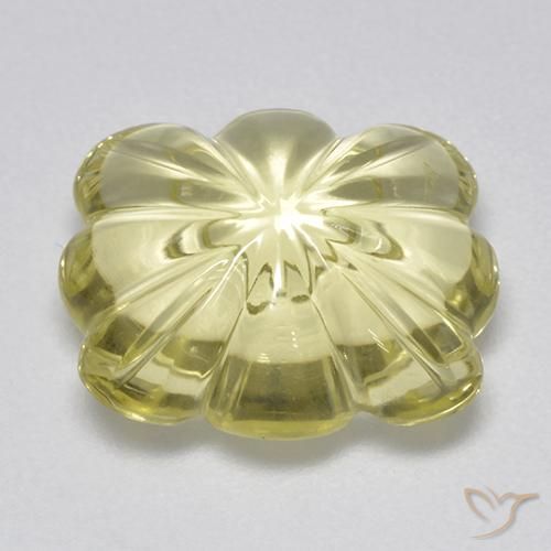 Cuarzo Amarillo verdoso claro natural de 6.87 ct, Corte Flor, Transparente