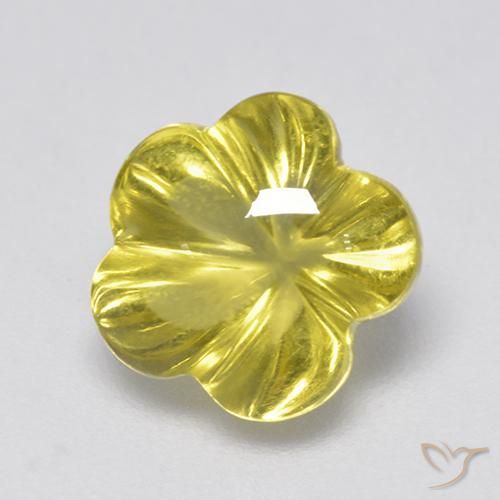Cuarzo Amarillo intenso natural de 2.99 ct, Corte Flor, Transparente