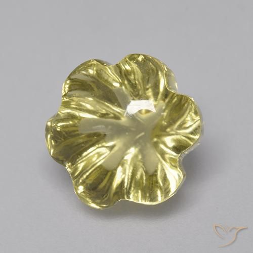 Cuarzo Amarillo pálido natural de 3.79 ct, Corte Flor, Transparente