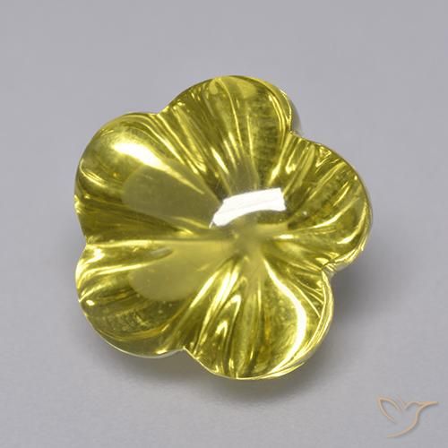 Cuarzo Amarillo medio natural de 7.11 ct, Corte Flor, Transparente