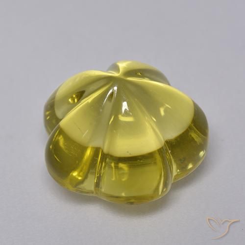 Cuarzo Amarillo medio natural de 7.11 ct, Corte Flor, Transparente