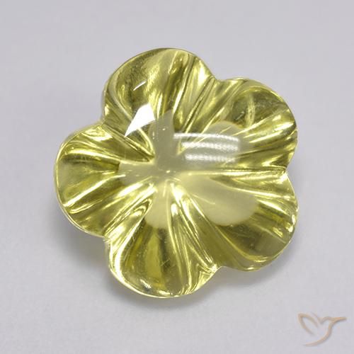 Cuarzo Amarillo claro natural de 6.36 ct, Corte Flor, Transparente