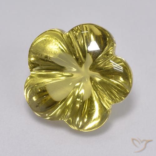 Cuarzo Amarillo claro natural de 6.81 ct, Corte Flor, Transparente