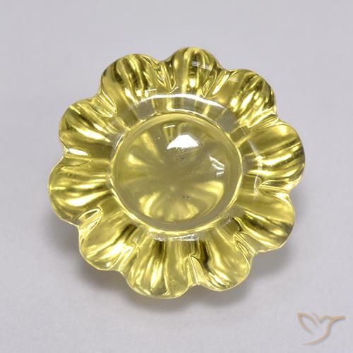Cuarzo Amarillo-dorado claro natural de 7.69 ct, Corte Flor, Transparente