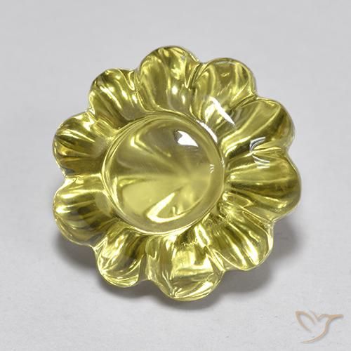 Cuarzo Amarillo medio natural de 7.20 ct, Corte Flor, Transparente