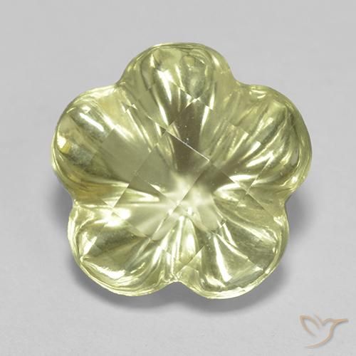3.42ct Natural Amarillo claro Cuarzo, Corte Flor, Transparente