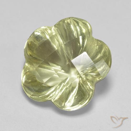 Cuarzo Amarillo claro natural de 3.42 ct, Corte Flor, Transparente