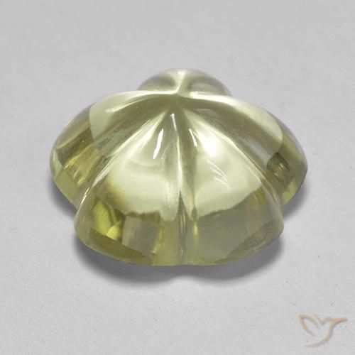 Cuarzo Amarillo claro natural de 3.42 ct, Corte Flor, Transparente