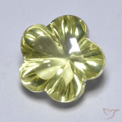 Cuarzo Verde amarillo natural de 4.69 ct, Corte Flor, Transparente