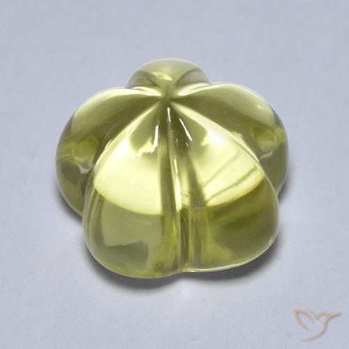 Cuarzo Verde amarillo natural de 4.69 ct, Corte Flor, Transparente