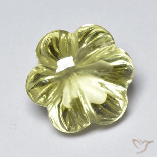 Cuarzo Amarillo medio natural de 3.58 ct, Corte Flor, Transparente