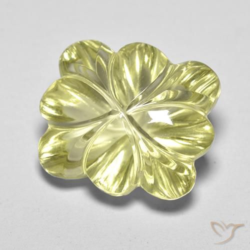 Cuarzo Amarillo claro medio natural de 8.40 ct, Corte Flor, Transparente