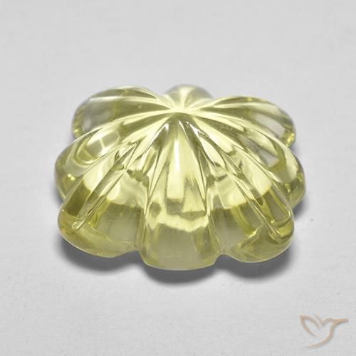 Cuarzo Amarillo claro medio natural de 8.40 ct, Corte Flor, Transparente