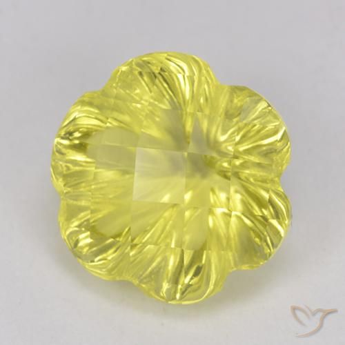 Cuarzo Amarillo claro natural de 3.29 ct, Corte Flor, Transparente