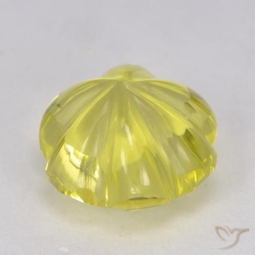 Cuarzo Amarillo claro natural de 3.29 ct, Corte Flor, Transparente
