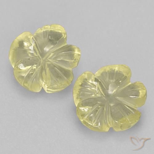 3.12ctw Natural Amarillo pálido Cuarzo, Corte Flor, Transparente