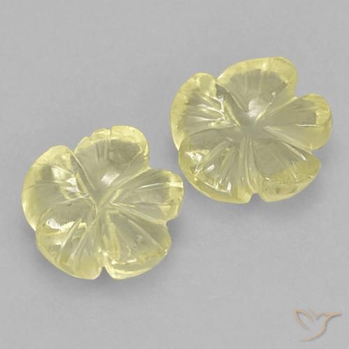 Gemas de Cuarzo Amarillo pálido natural de 3.12 ct, Corte Flor, Transparente