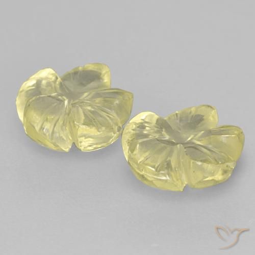 Gemas de Cuarzo Amarillo pálido natural de 3.12 ct, Corte Flor, Transparente