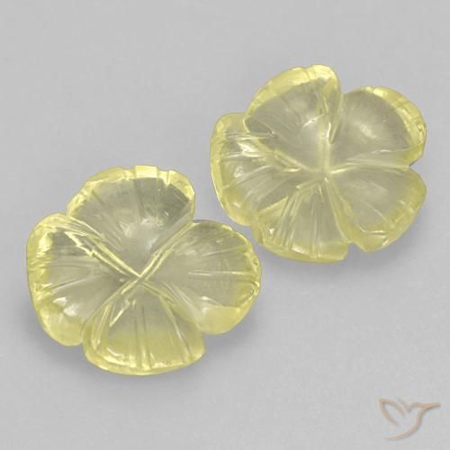 Gemas de Cuarzo Amarillo piña claro natural de 5.97 ct, Corte Flor, Transparente