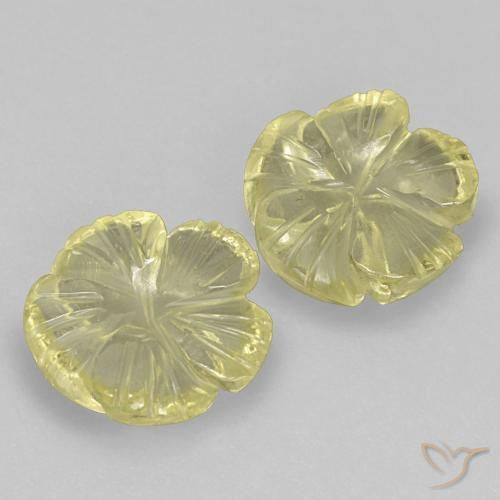Gemas de Cuarzo Amarillo claro medio natural de 4.21 ct, Corte Flor, Transparente
