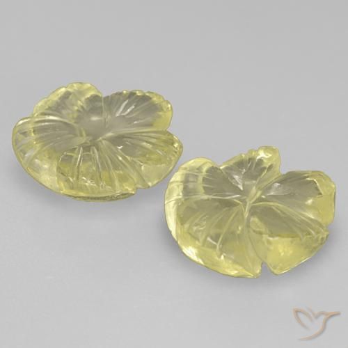 Gemas de Cuarzo Amarillo claro medio natural de 4.21 ct, Corte Flor, Transparente