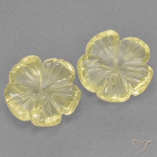 Gemas de Cuarzo Amarillo laguna natural de 4.54 ct, Corte Flor, Transparente