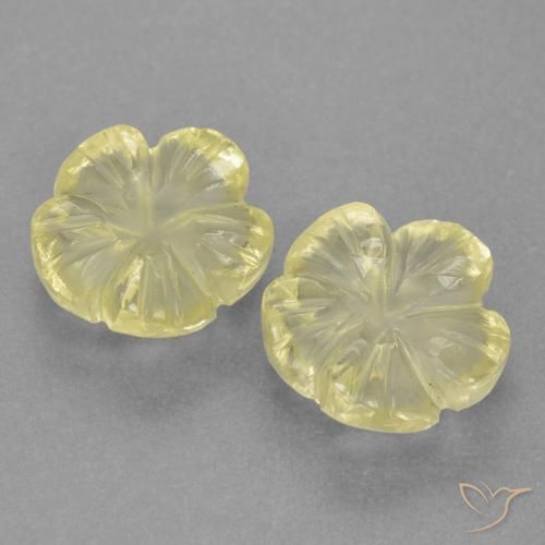Gemas de Cuarzo Amarillo pálido natural de 4.24 ct, Corte Flor, Transparente