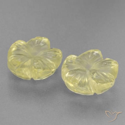 Gemas de Cuarzo Amarillo pálido natural de 4.24 ct, Corte Flor, Transparente