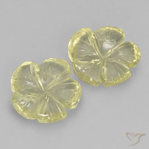 Gemas de Cuarzo Amarillo claro medio natural de 3.71 ct, Corte Flor, Transparente