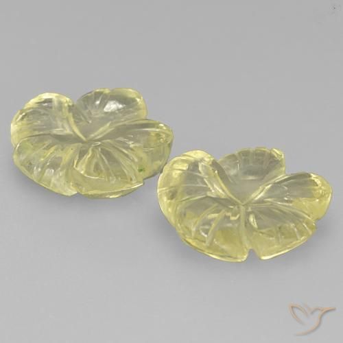 Gemas de Cuarzo Amarillo claro medio natural de 3.71 ct, Corte Flor, Transparente