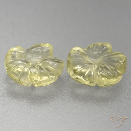 Gemas de Cuarzo Amarillo claro medio natural de 3.64 ct, Corte Flor, Transparente