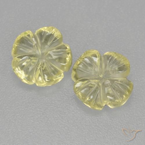 2.80ctw Natural Amarillo pálido Cuarzo, Corte Flor, Transparente