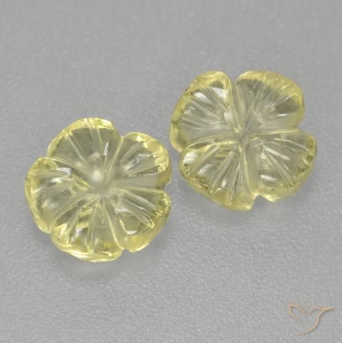 Gemas de Cuarzo Amarillo pálido natural de 2.80 ct, Corte Flor, Transparente