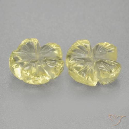 Gemas de Cuarzo Amarillo pálido natural de 2.80 ct, Corte Flor, Transparente