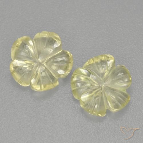 Gemas de Cuarzo Amarillo claro medio natural de 2.43 ct, Corte Flor, Transparente
