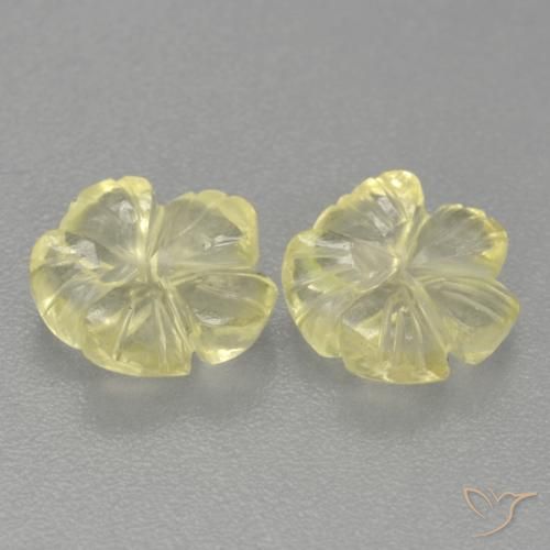 Gemas de Cuarzo Amarillo claro medio natural de 2.43 ct, Corte Flor, Transparente