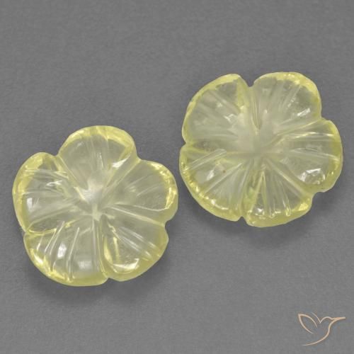 Gemas de Cuarzo Amarillo medio natural de 3.26 ct, Corte Flor, Transparente
