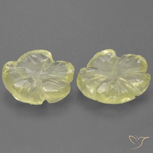 Gemas de Cuarzo Amarillo medio natural de 3.26 ct, Corte Flor, Transparente