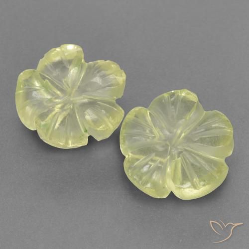 2.84ctw Natural Amarillo claro Cuarzo, Corte Flor, Transparente